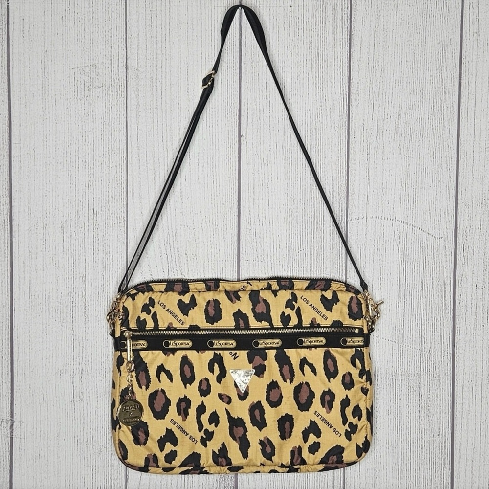 LeSportSac X Joyrich Collab Leopard Print Laptop Shoulder Bag, 11x15